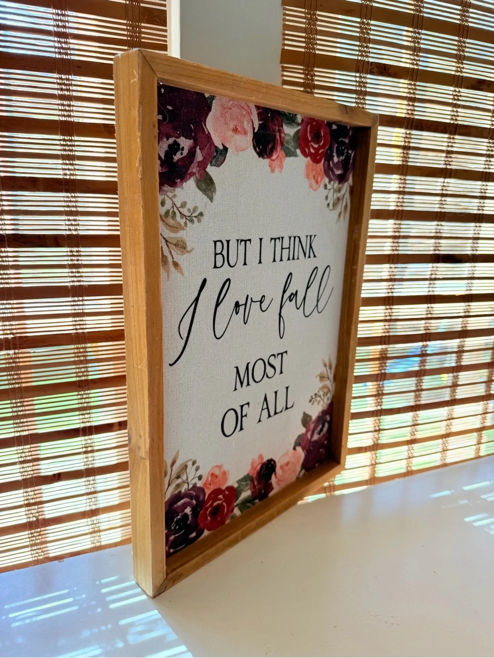Hobby Lobby Floral Fall Wall Sign - Burgundy, Pink, Cream, Green